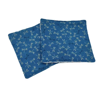 duo de lingettes motif libellules bleu canard recto